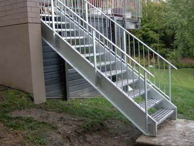 Iron stairs, steel stringers, floating stairs, exterior steel stairs