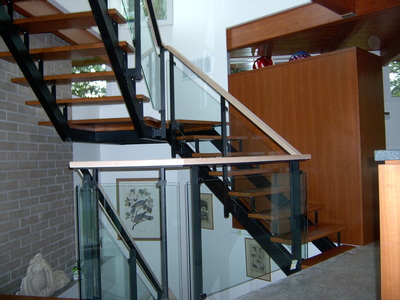 Iron stairs, steel stringers, floating stairs, contemporary stairs