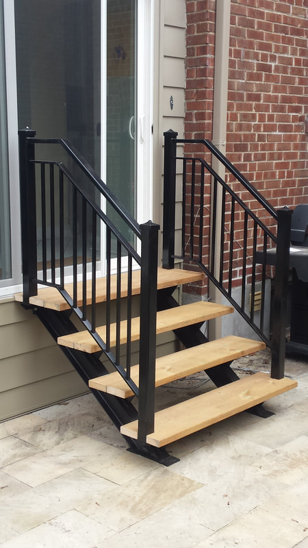 Iron stairs, steel stringers, floating stairs, deck stairs