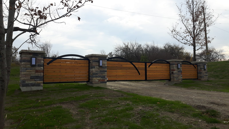Modern gate, steel gate with wood