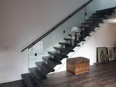 Iron stairs, steel stringers, floating stairs, single stringer stairs