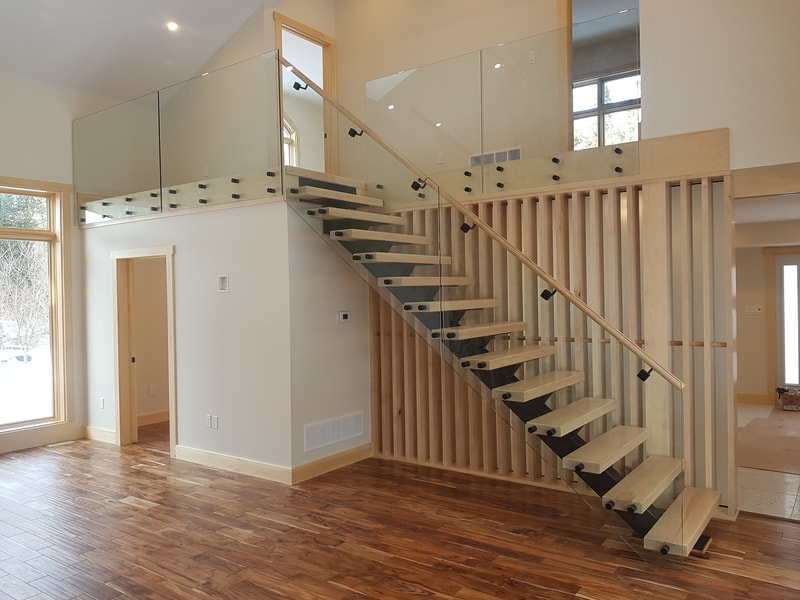 Iron stairs, steel stringers, floating stairs, single stringer stairs