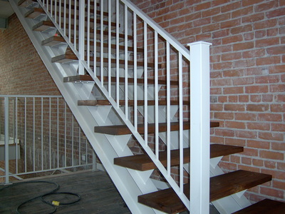 Iron stairs, steel stringers, floating stairs