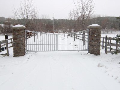 Driveway gate, iron gate, metal gate, custom gate, arc down gate