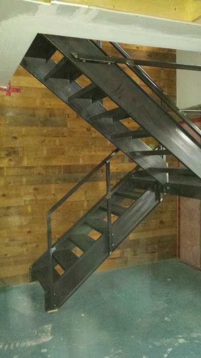 Iron stairs, steel stringers, floating stairs, barn stairs, rustic stairs